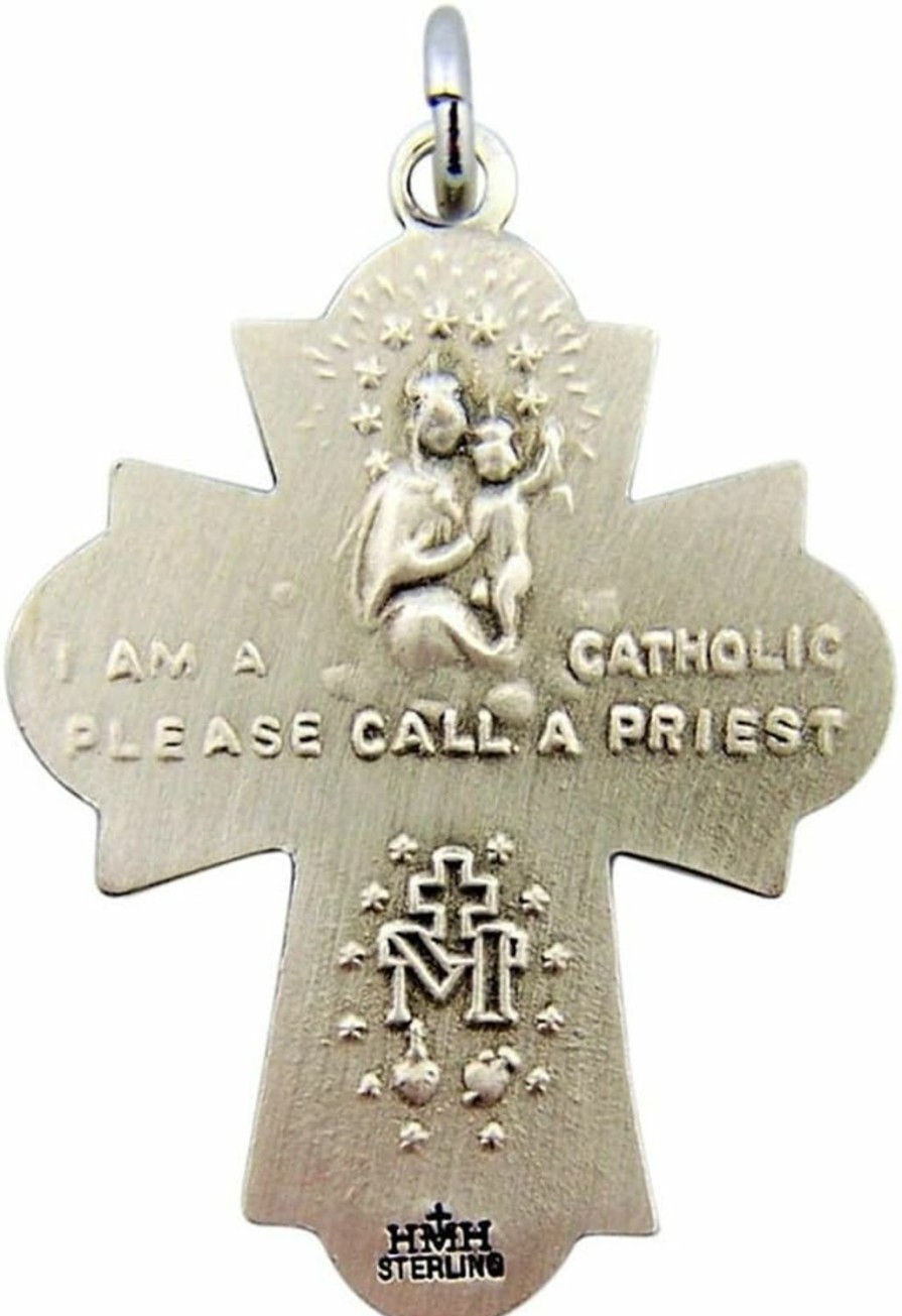 New HMHReligiousMfg Hmhreligiousmfg Sterling Silver Four Way Medal Cross With Dove Center, 1 3/16 Inch