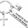 Wholesale HOLLP Hollp Religious Gift Faith Jewelry Careful! Or You'Ll End Up In My Sermon Keychain For Pastor