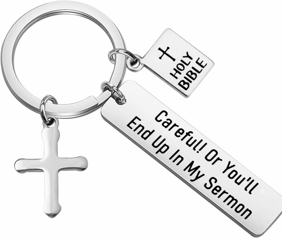 Wholesale HOLLP Hollp Religious Gift Faith Jewelry Careful! Or You'Ll End Up In My Sermon Keychain For Pastor