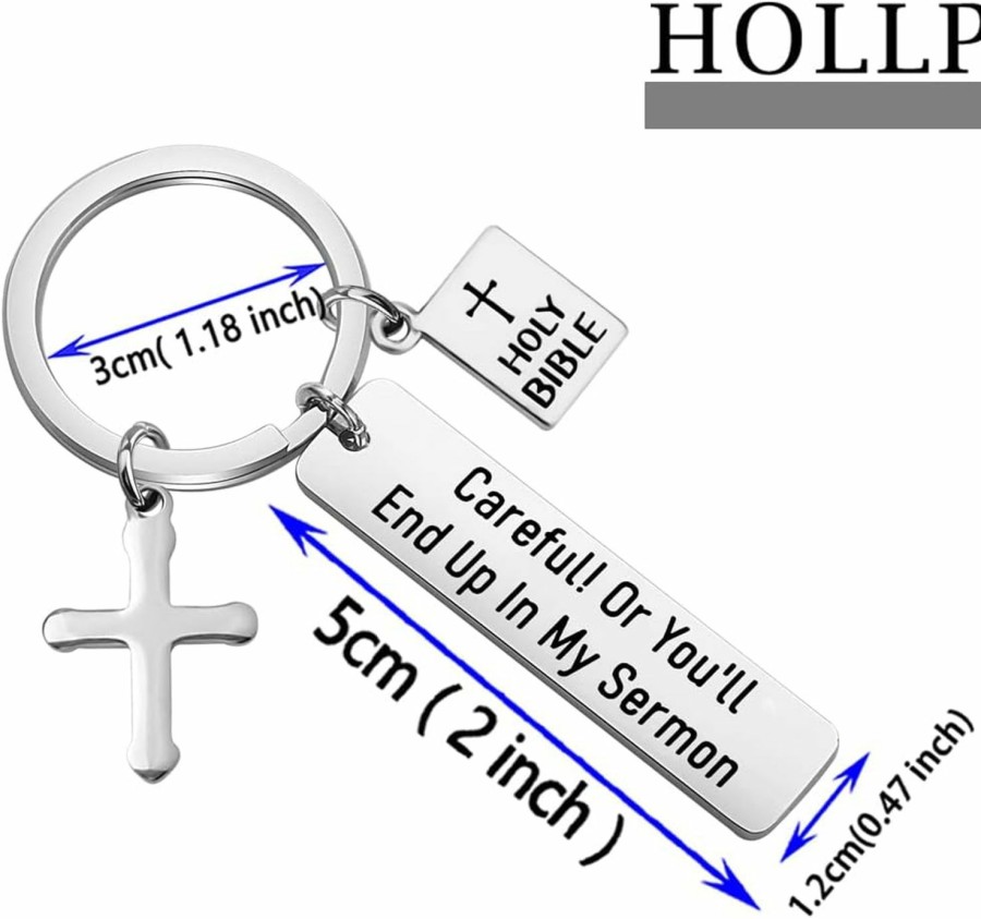 Wholesale HOLLP Hollp Religious Gift Faith Jewelry Careful! Or You'Ll End Up In My Sermon Keychain For Pastor