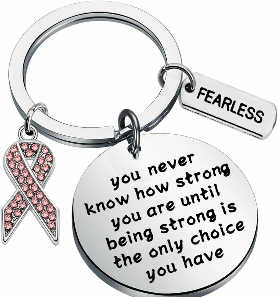 Online PLITI Pliti Breast Cancer Awareness Keychain Cancer Survivor Gift Cancer Fighter Gift Pink Ribbon Inspirational Gift For Women