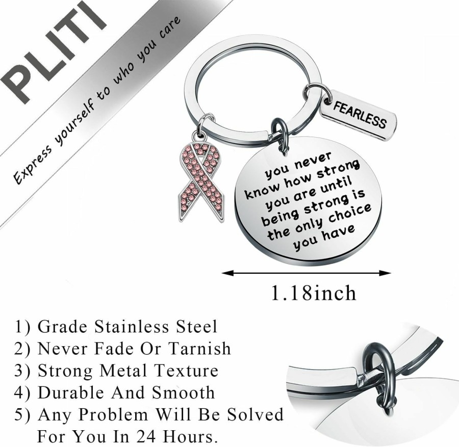 Online PLITI Pliti Breast Cancer Awareness Keychain Cancer Survivor Gift Cancer Fighter Gift Pink Ribbon Inspirational Gift For Women