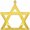 Best Jewelry America Solid 14K Yellow Gold Large Star Of David Charm Jewish Symbol Pendant