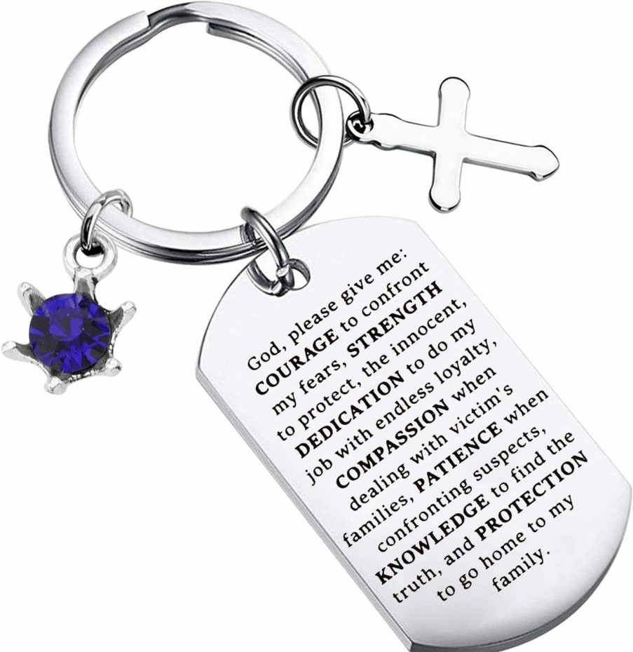 New WSNANG Wsnang Police Officer Gift Policeman'S Prayer Keychain Police Officer'S Prayer For Lawman Hero Policeman Gift