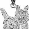 Online Claddagh Gold Polished 925 Sterling Silver Yorkshire Terrier Dog Charm Pendant