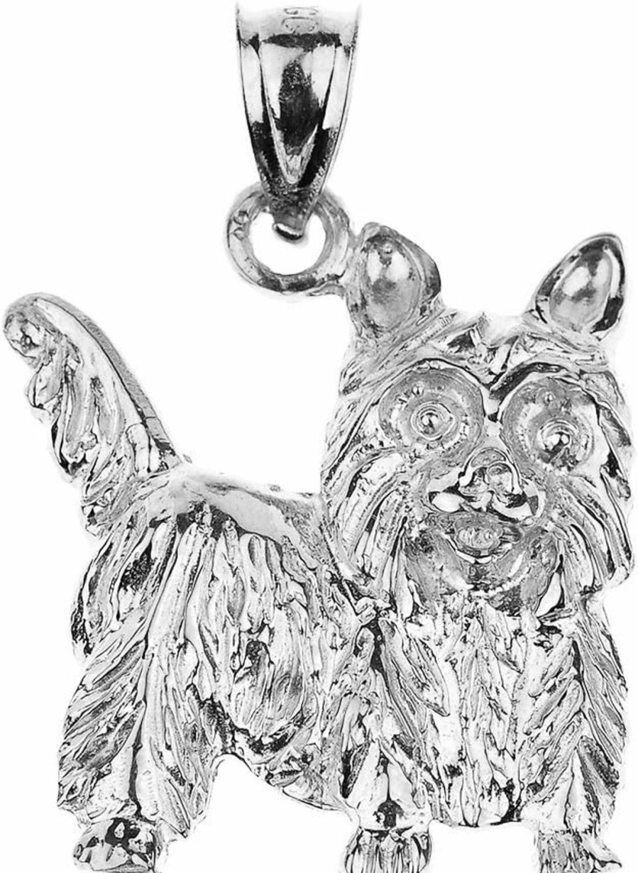 Online Claddagh Gold Polished 925 Sterling Silver Yorkshire Terrier Dog Charm Pendant