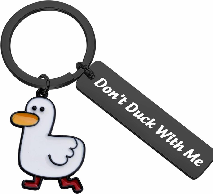 Best BEKECH Bekech Duck Gift For Him Don'T Duck With Me Duck Theme Keychain Gift For Duck Lovers Dad