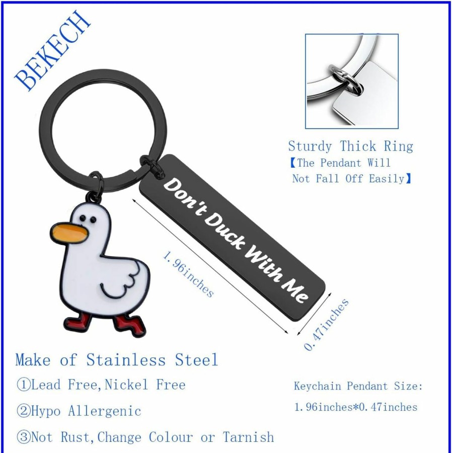 Best BEKECH Bekech Duck Gift For Him Don'T Duck With Me Duck Theme Keychain Gift For Duck Lovers Dad