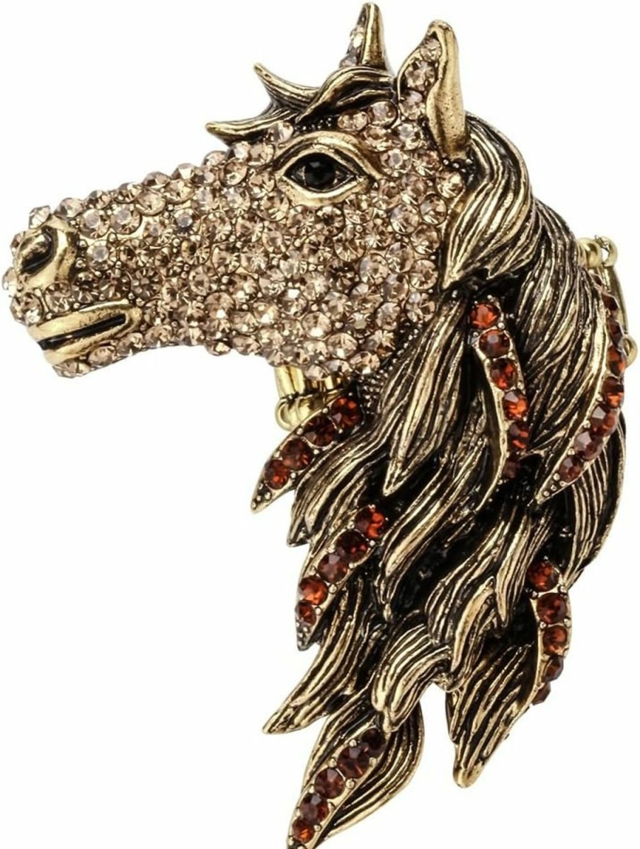 Wholesale Szxc Szxc Jewelry Women'S Crystal Big Horse Brooch Pendant Necklace