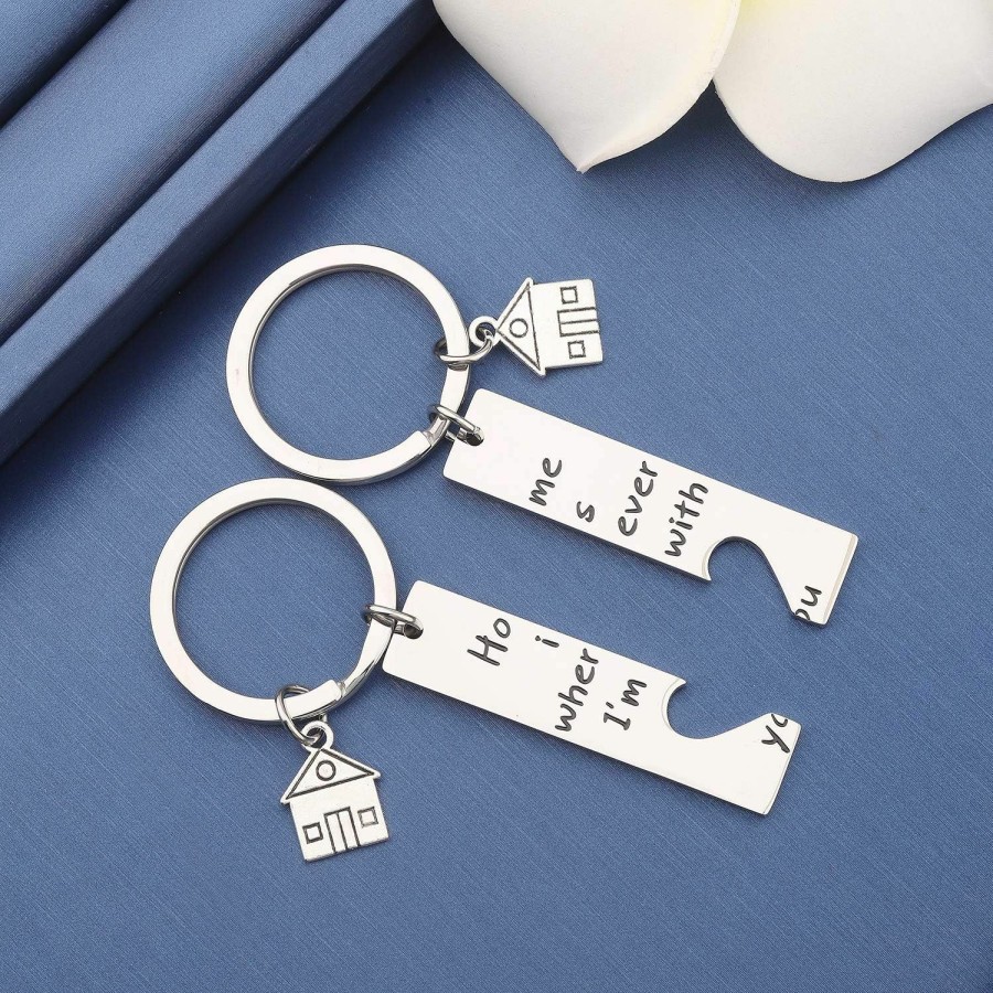 Online MYOSPARK Myospark Home Is Wherever I Am With You Couple Keychain Set Housewarming Gift For Wife Husband Girlfriend Boyfriend