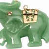 New Palm Beach Jewelry Palmbeach 14K Yellow Gold Genuine Green Jade And Round Genuine Pink Sapphire Lucky Elephant Charm Pendant Pendant (32Mm)