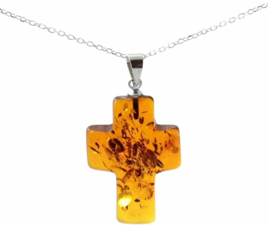 Best TipTopEco Tiptopeco Baltic Amber Pendant Made With Silver - Heart Shape - Small Minimalist - Honey Color