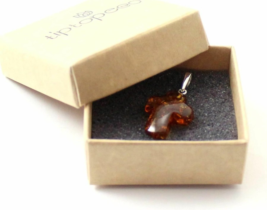 Best TipTopEco Tiptopeco Baltic Amber Pendant Made With Silver - Heart Shape - Small Minimalist - Honey Color