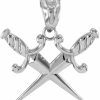 Online Claddagh Gold Claddagh Gold Polished 925 Sterling Silver Crossing Daggers Charm Pendant