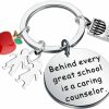 Clearance BAUNA Bauna School Counselor Keychain Counselor Gifts Behind Every Great School Is A Caring Counselor Gift For Principal Consultant