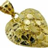 Hot Generic Hip Hop Unique Design Gold Nugget Heart Shaped Charm Pendant For Women And Men Jewerlry (Small, Gold)