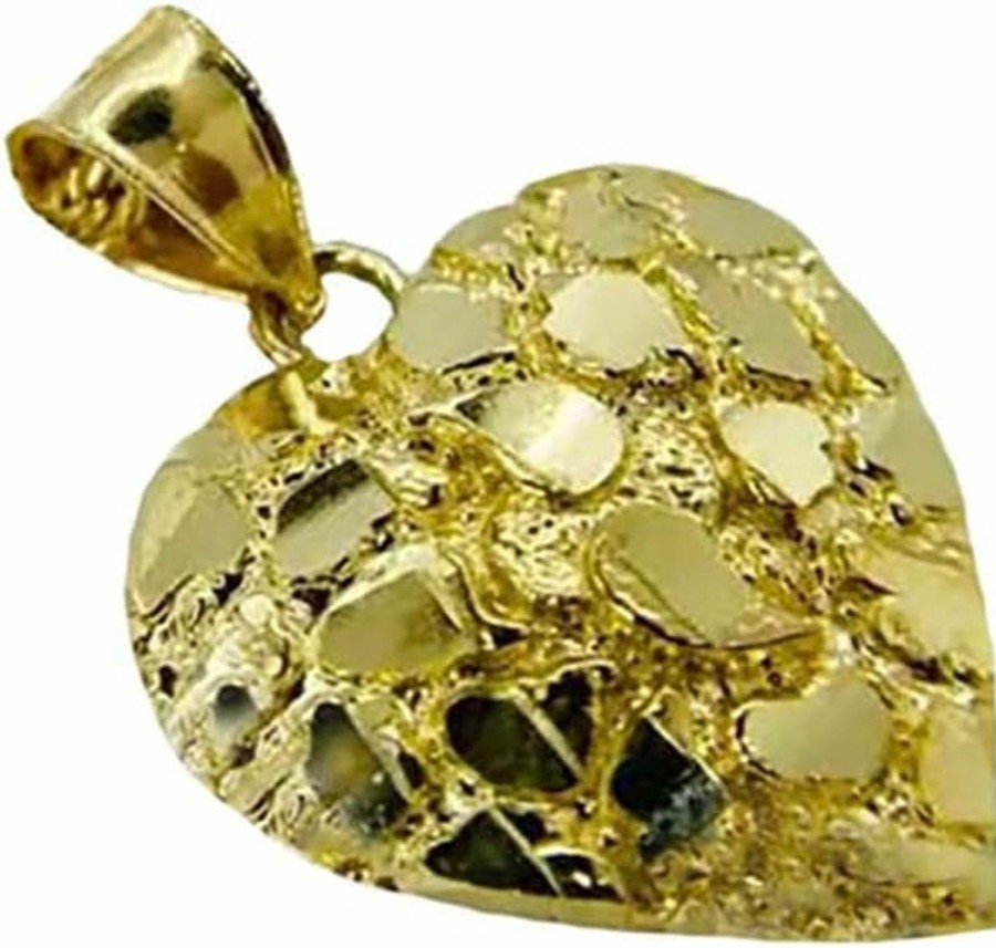 Hot Generic Hip Hop Unique Design Gold Nugget Heart Shaped Charm Pendant For Women And Men Jewerlry (Small, Gold)