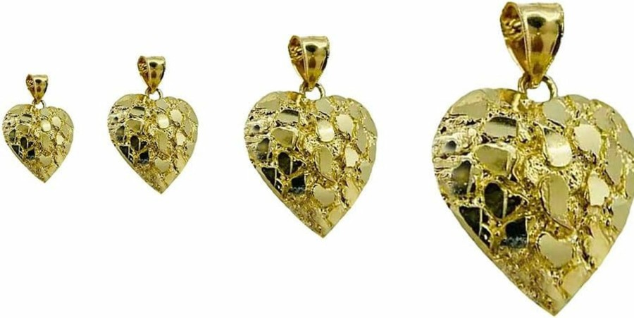 Hot Generic Hip Hop Unique Design Gold Nugget Heart Shaped Charm Pendant For Women And Men Jewerlry (Small, Gold)