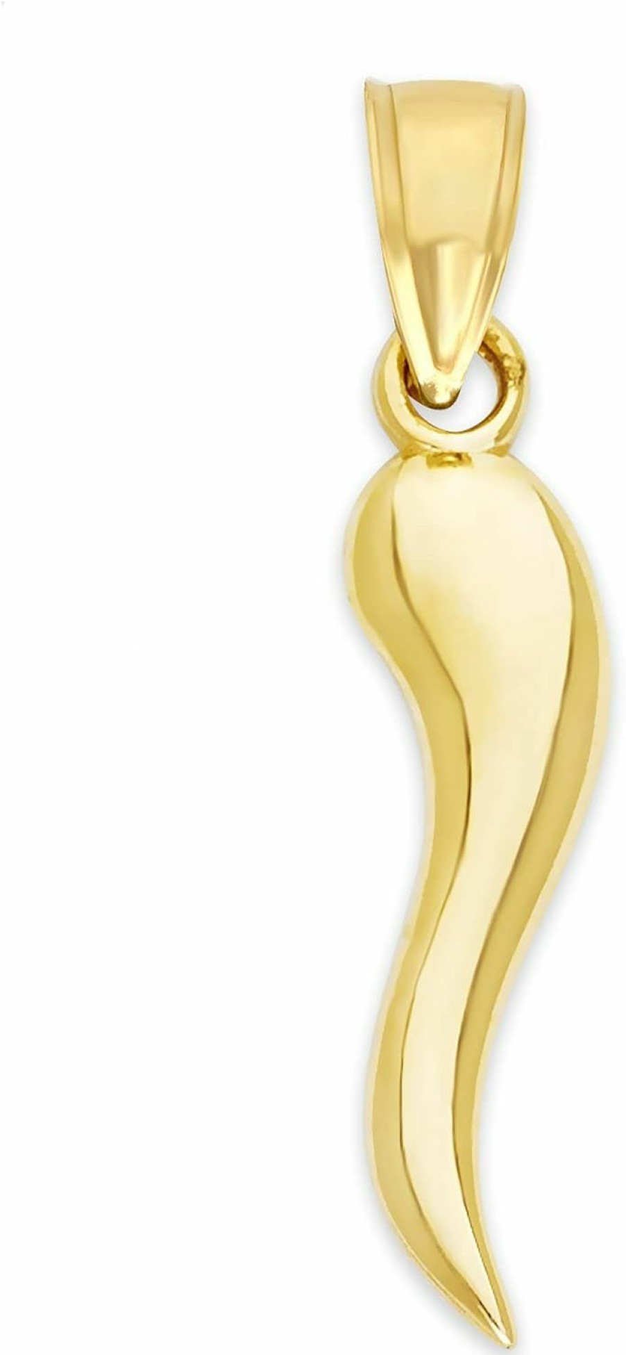 Hot Unknown Generic 10K Real Solid Gold Dainty Italian Horn Pendant, Cornicello Jewelry Gifts For Good Luck And Protection From Evil, Yellow