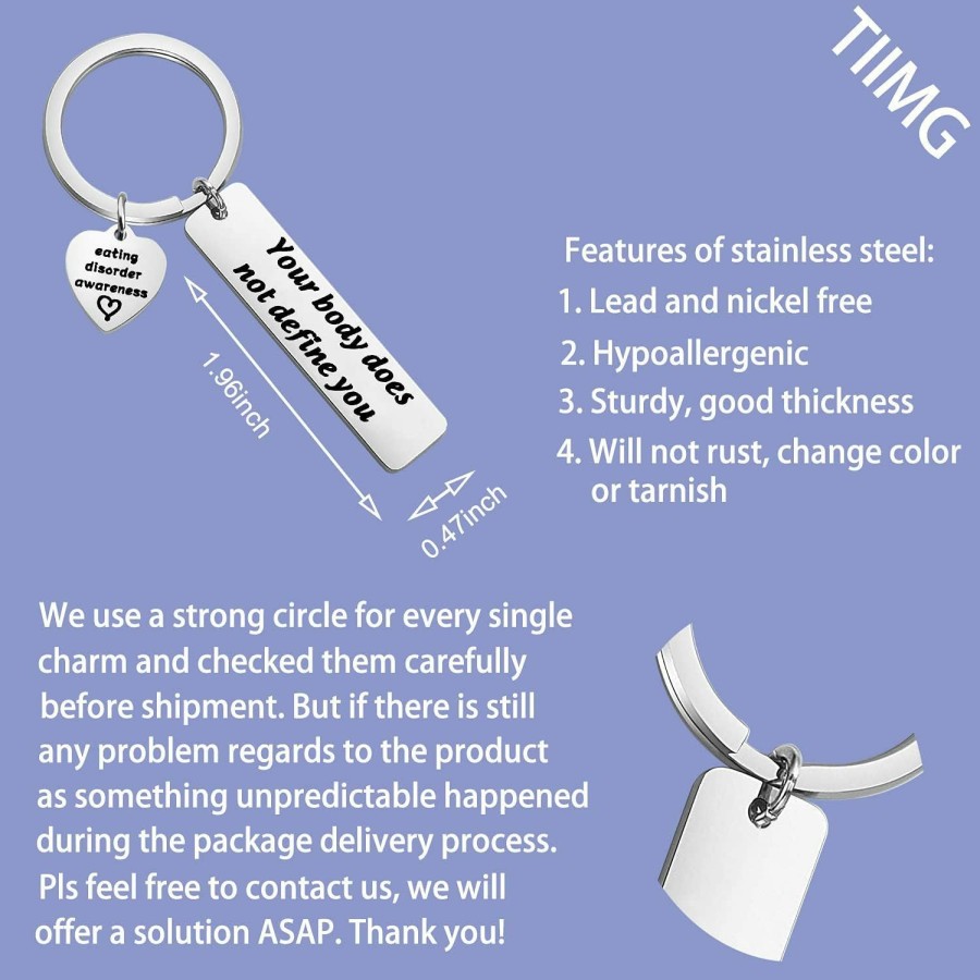 Clearance TIIMG Tiimg Eating Disorder Awareness Keychain Anorexia Recovery Gifts Inspirational Gift Mental Heath Recovery