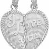 Clearance Claddagh Gold Large 925 Sterling Silver I Love You Breakable Broken Heart Pendant Charm