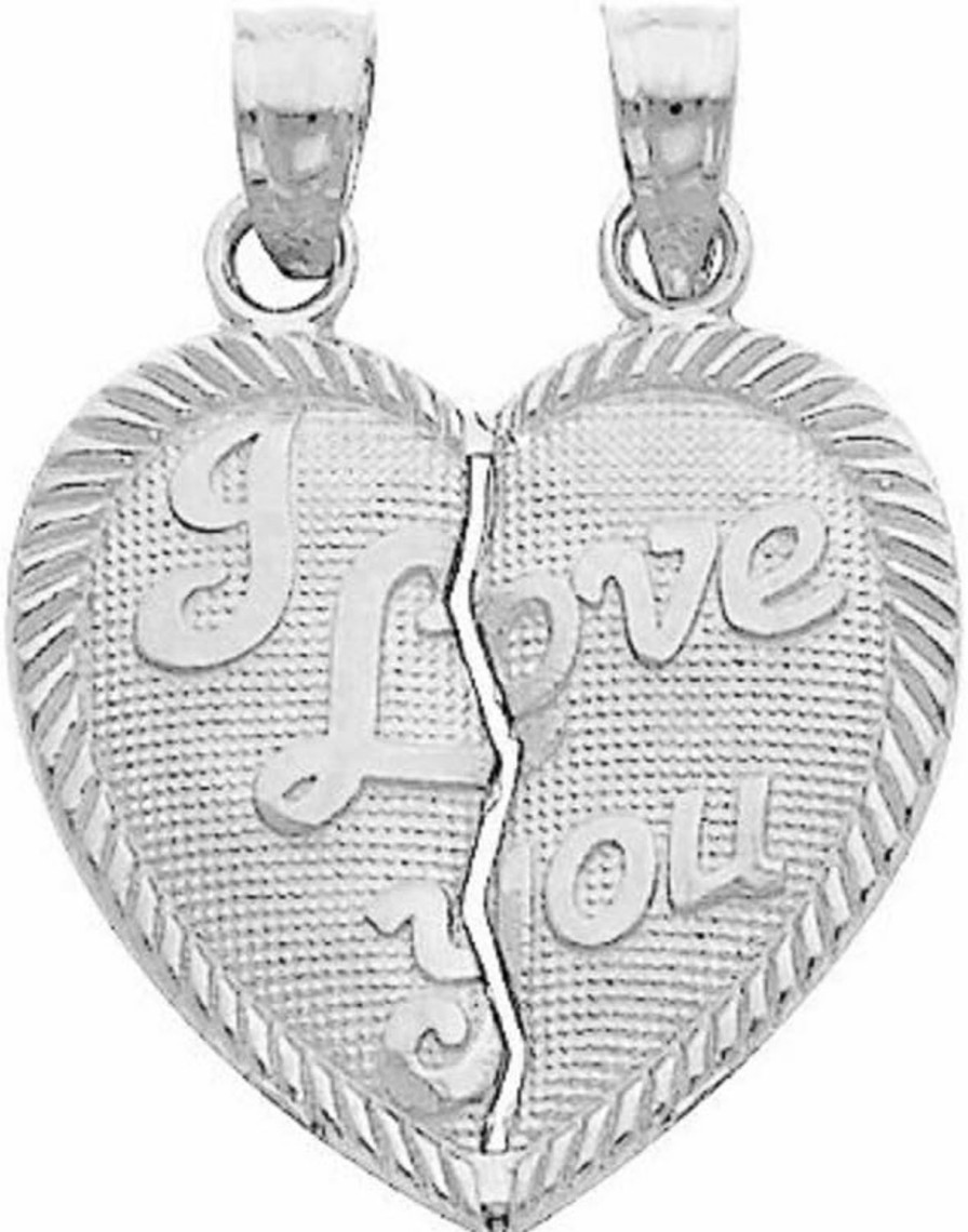 Clearance Claddagh Gold Large 925 Sterling Silver I Love You Breakable Broken Heart Pendant Charm