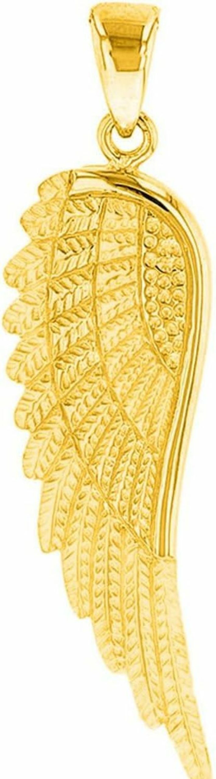 Wholesale Jewelry America Jewelry America Solid 14K Yellow Gold Textured Angel Wing Charm Pendant