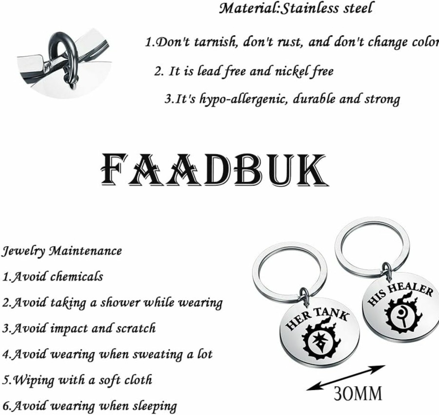 Clearance FAADBUK Faadbuk Ff14 Inspired Keychain Video Game Lover Gift Ff14 Merch His Healer Her Tank For Gamer