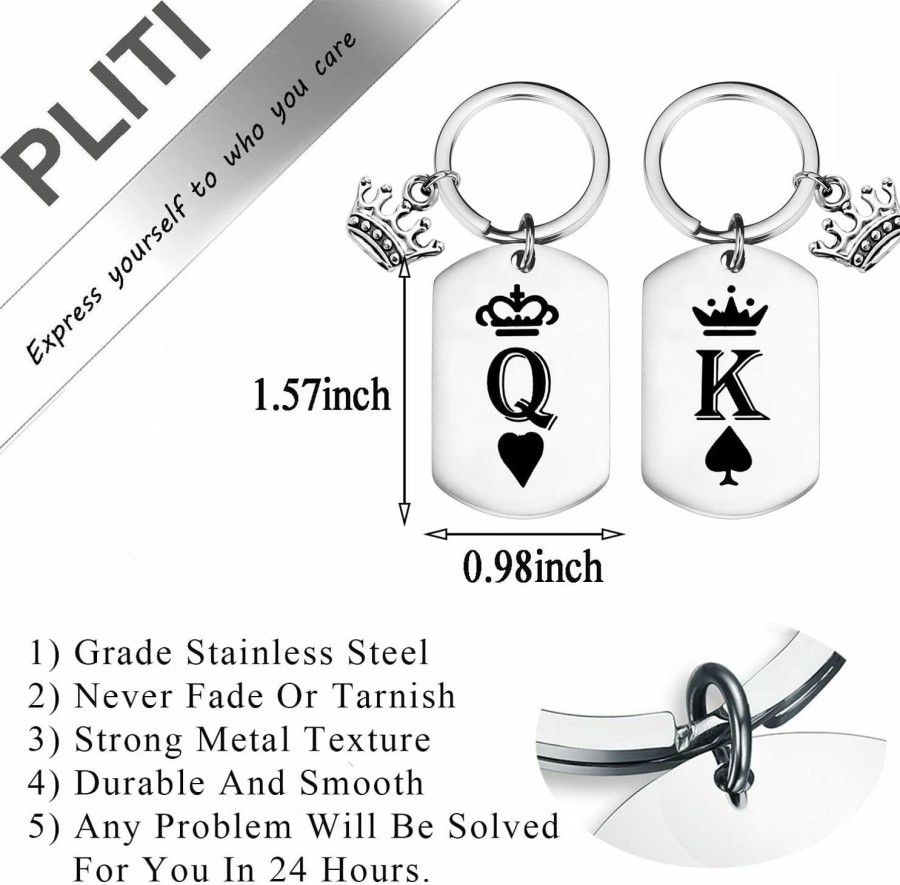 Online PLITI Pliti Couple Gift King And Queen Keychain Set Of 2 For Wife Husband Boyfriend Girlfriend