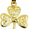 Best Claddagh Gold 14K Yellow Gold Filigree-Style Irish Clover Charm Pendant