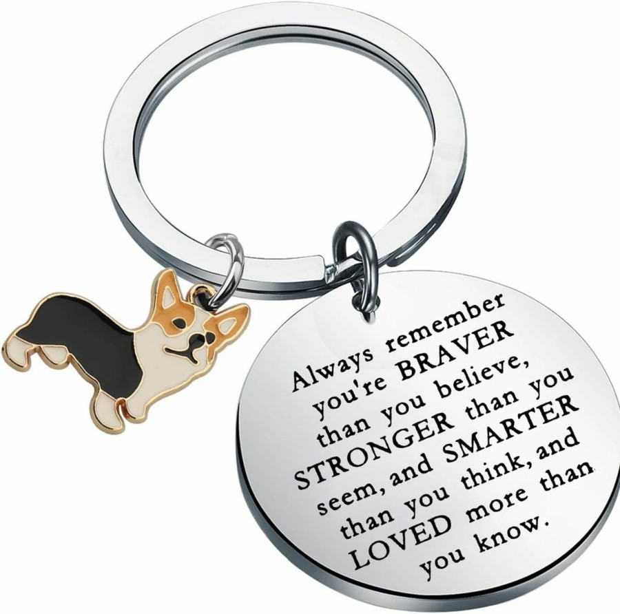 Clearance KUIYAI Kuiyai Corgi Lover Gift You Are Braver Stronger Smarter Than You Think Keychain Inspirational Gift Dog Lovers Gift