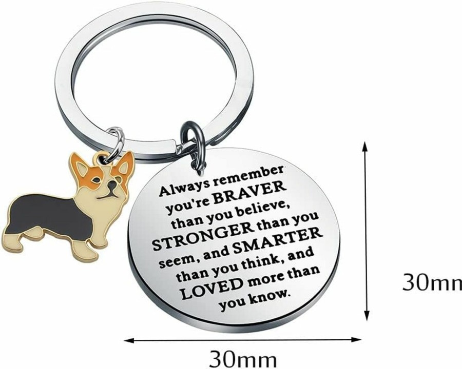 Clearance KUIYAI Kuiyai Corgi Lover Gift You Are Braver Stronger Smarter Than You Think Keychain Inspirational Gift Dog Lovers Gift