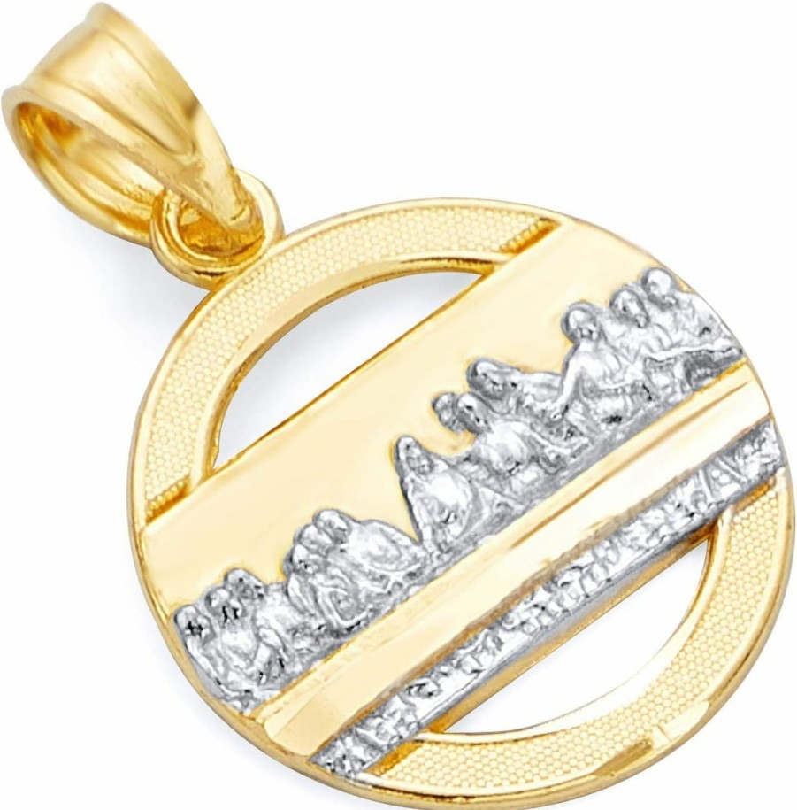 Hot The World Jewelry Center 14K Real Two Tone Gold Last Supper Charm Pendant (Size : 20 X 14 Mm)