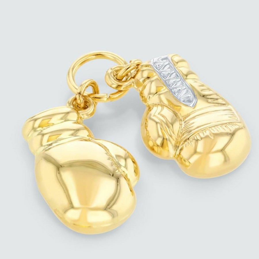 Best Jewelry America Jewelry America High Polish 14K Yellow Gold 3D Boxing Gloves Charm Sports Pendant