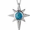 Online Jewelili Jewelili Star Wars Fine Jewelry Kyber Crystal Radiance Men'S/Women'S Pendant 1/3Ct.Tw. White Diamonds And Swiss Blue Topaz Silver