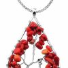 Best Zuo Bao Zuo Bao Handmade Wire Wrapped Quartz Chips Tree Teardrop Pendant Necklace With Giraffe/Healing Jewelry Gift For Family (Garnet With Giraffe)