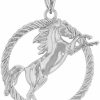 New Claddagh Gold Animal Kingdom Precious Sterling Silver Stallion Horse Rope Pendant