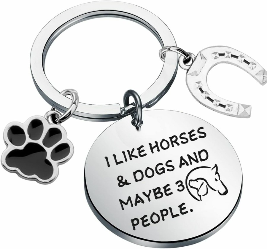 Wholesale PLITI Pliti Horse Gift Dog Gift Horse Rider Dog Lover Gift I Like Horses & Dogs And Maybe 3 People Keychain For Horse Lover