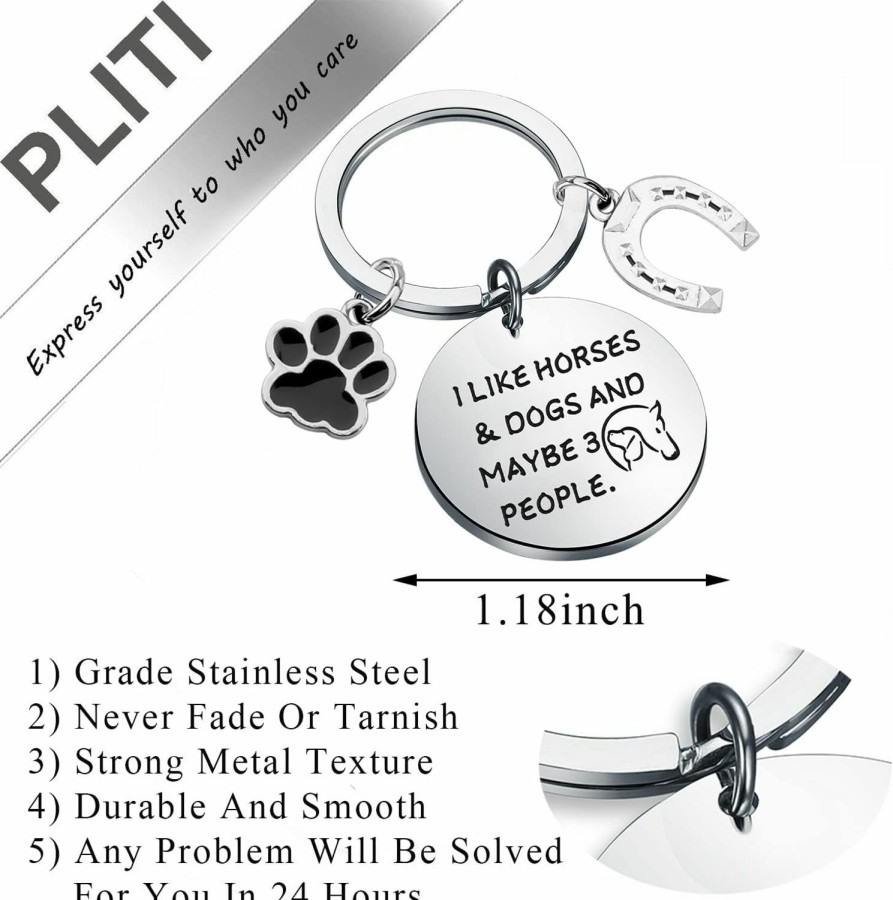 Wholesale PLITI Pliti Horse Gift Dog Gift Horse Rider Dog Lover Gift I Like Horses & Dogs And Maybe 3 People Keychain For Horse Lover