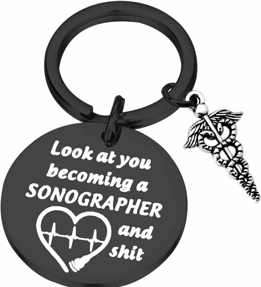 Hot PLITI Pliti Sonographer Gifts For Women Funny Ultrasound Technician Gifts Radiologist Gift Sonography Student Graduation Gift Look At You Becoming A Sonographer And Shit Keychain (Becoming A Sonographer Bl)