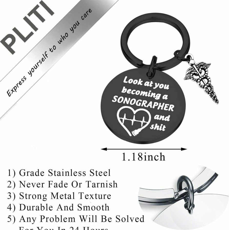 Hot PLITI Pliti Sonographer Gifts For Women Funny Ultrasound Technician Gifts Radiologist Gift Sonography Student Graduation Gift Look At You Becoming A Sonographer And Shit Keychain (Becoming A Sonographer Bl)