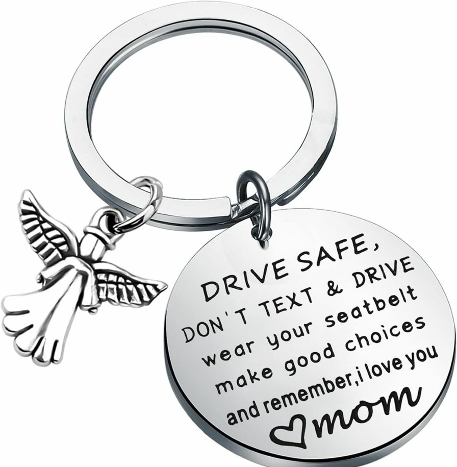 Best KUIYAI Kuiyai Drive Safe Gift I Love You Mom Keychain Mother Gift Driving Safety Gift Guardian Angel Mothers Day Gift