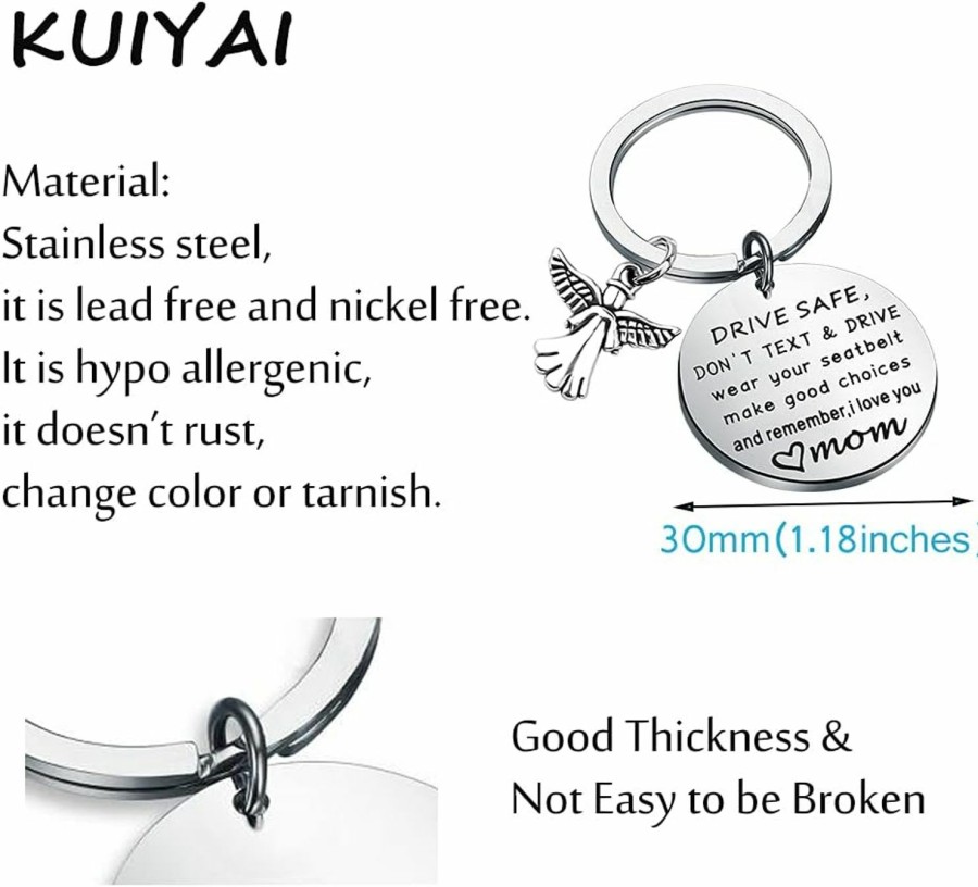 Best KUIYAI Kuiyai Drive Safe Gift I Love You Mom Keychain Mother Gift Driving Safety Gift Guardian Angel Mothers Day Gift