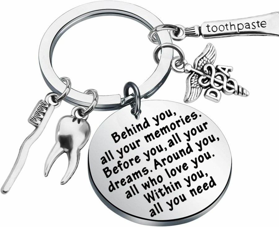 Clearance FEELMEM Feelmem Dental Assistant Keychain Future Dentist Gift Da Graduation Gift Behind You All Your Memories Inspirational Gift