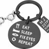 Hot PLITI Pliti Optometrist Gifts Eat Sleep Fix Eyes Repeat Keychain Optician Gift Ophthalmologist Gift