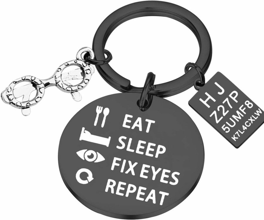 Hot PLITI Pliti Optometrist Gifts Eat Sleep Fix Eyes Repeat Keychain Optician Gift Ophthalmologist Gift