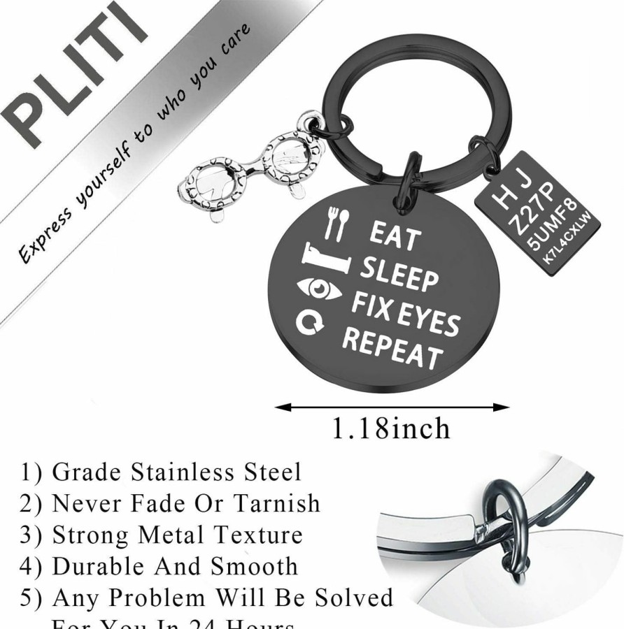 Hot PLITI Pliti Optometrist Gifts Eat Sleep Fix Eyes Repeat Keychain Optician Gift Ophthalmologist Gift