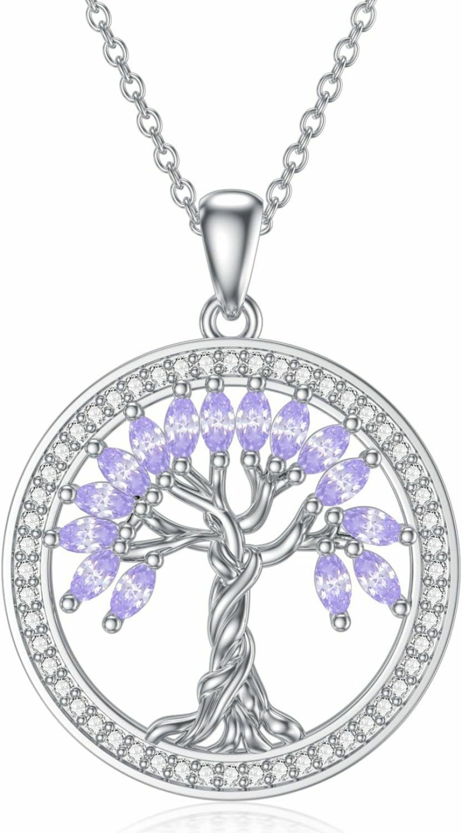 New SELKAT Tree Of Life Necklace Birthstones S925 Sterling Silver Pendant For Women Wife Mom Birthday Gifts For Her