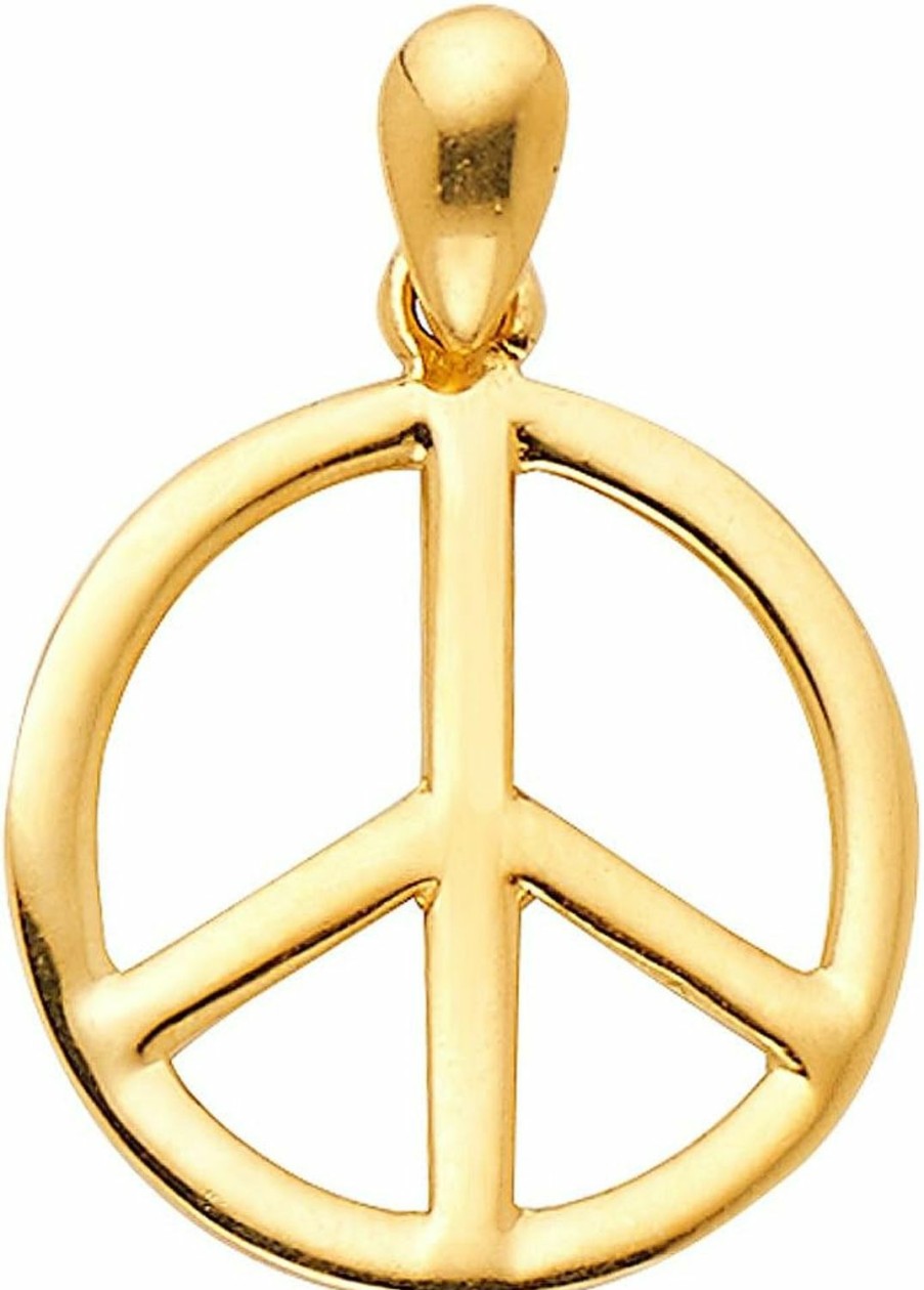 Wholesale GoldenMine Fine Jewelry Collection Goldenmine Fine Jewelry Collection 14K Yellow Gold Peace Sign Cz Charm Pendant