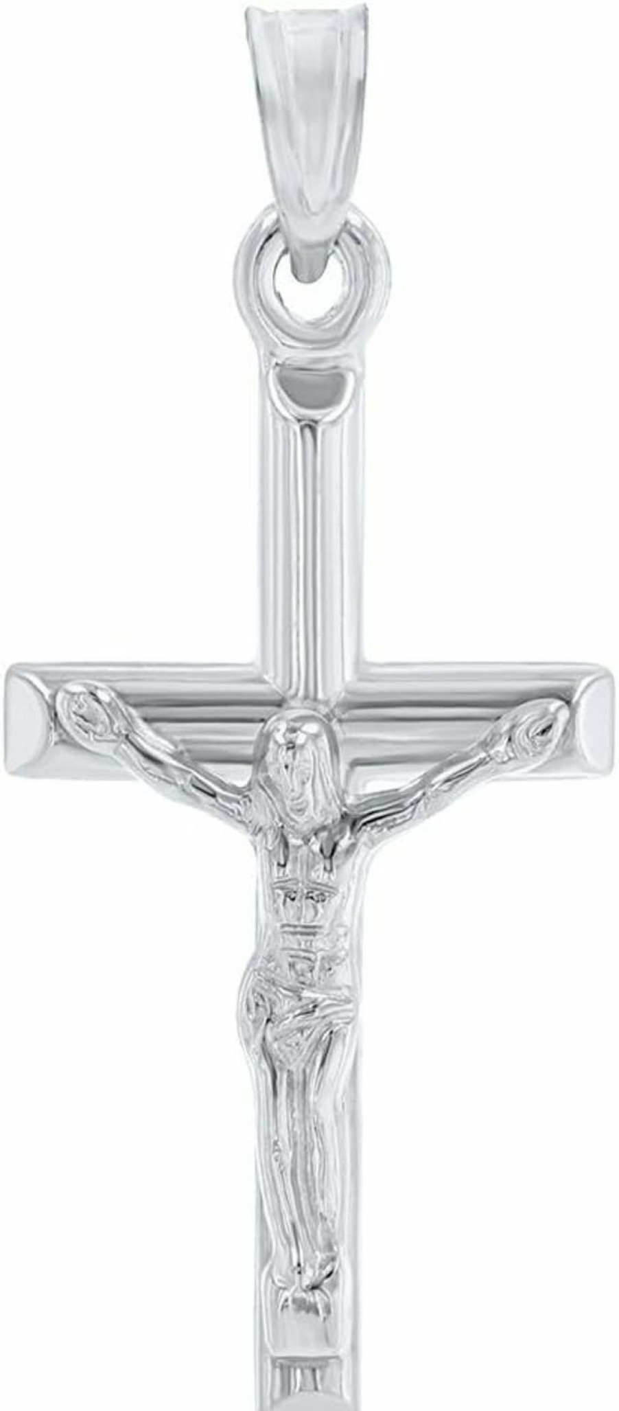 Clearance Jewelry America Jewelry America 14K White Gold Polished Religious Cross Tubular Crucifix Pendant